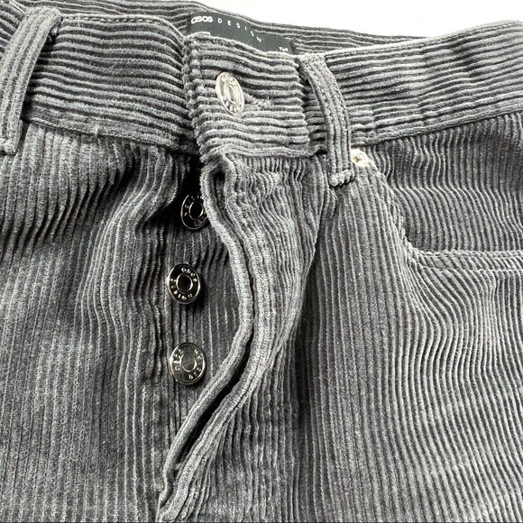 Asos Design Gray Corduroy Straight Cotton Pants Size 24 Tall - Picture 6 of 11